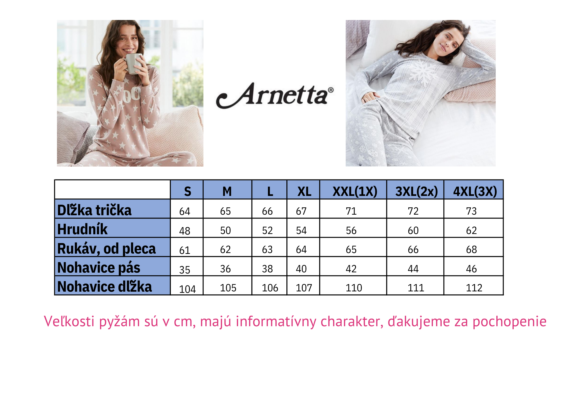 damske velkosti ARNETTA
